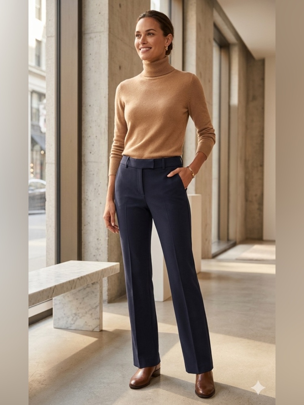 Ann Taylor Navy Curvy Trousers - Picture 2 of 8